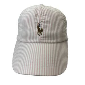 Striped Oxford Cap Save to Wishlist Polo Ralph Lauren Pink And White One Size